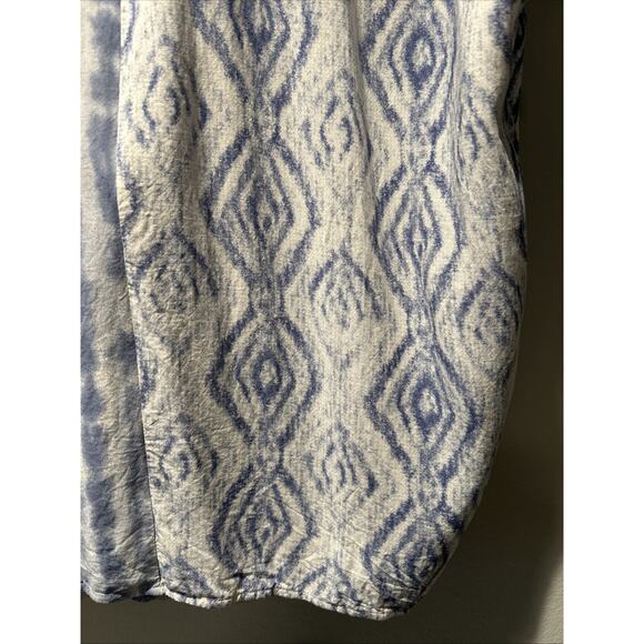 Chicos Top Womens Large Gauzy Linen Blend Blue Boho Beach Cruise Resort Oversize - Picture 4 of 9